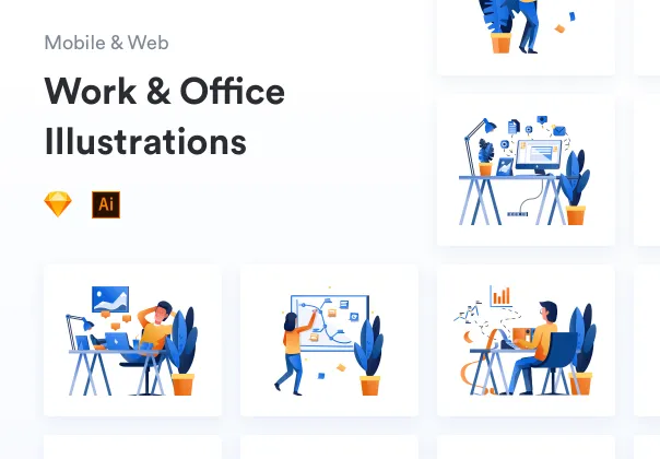 مجموعه ایلاستریشن‌های کار و دفتر | Flair Digital