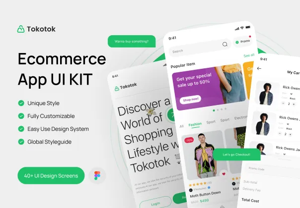 قالب UI اپلیکیشن فروشگاه آنلاین Tokotok