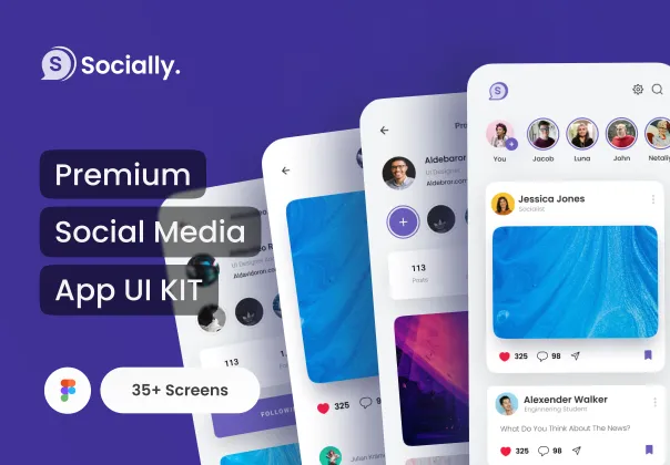 کیت UI اپلیکیشن شبکه‌های اجتماعی Socially