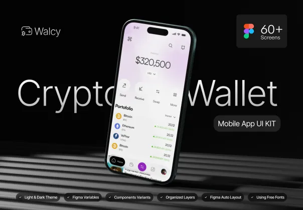 کیت UI موبایل کیف پول کریپتو والسی | Walcy
