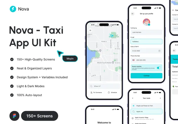 کیت UI اپلیکیشن تاکسی الکتریکی نوا
