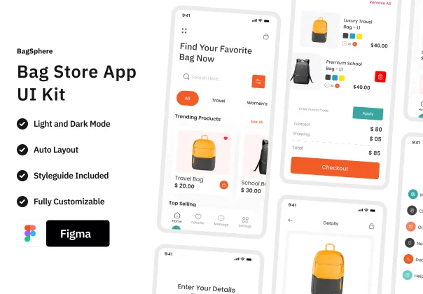 BagSphere - کیت UI اپلیکیشن فروشگاه کیف