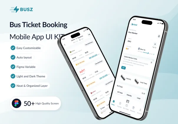 کیت UI اپلیکیشن رزرو بلیط اتوبوس Busz