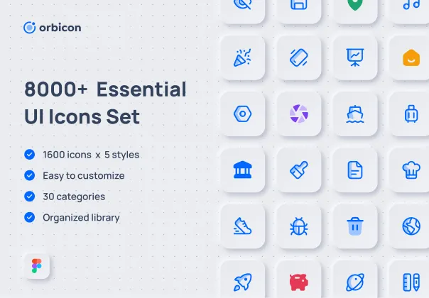 مجموعه آیکون‌های ضروری UI اوربیکون | Orbicon