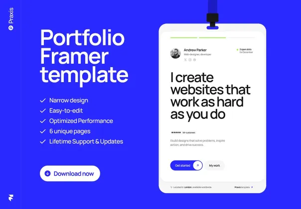 Praxis | قالب فیگما و فریمر پورتفولیو وب