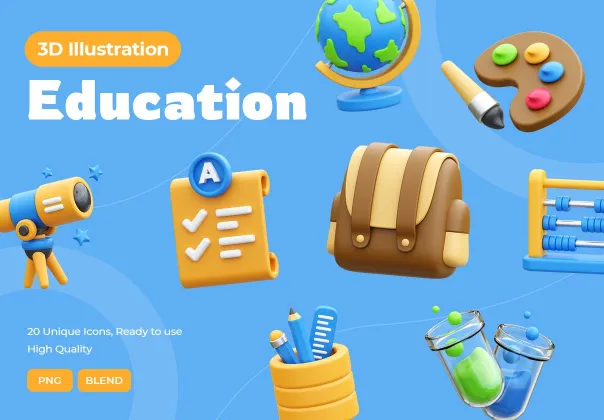 پک ایلاستریشن سه‌بعدی آموزشی