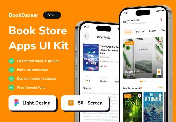 کیت UI اپلیکیشن موبایل فروشگاه کتاب بوک‌بازار