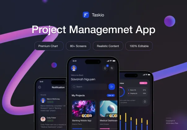 کیت UI موبایل مدیریت پروژه تسکيو | Taskio