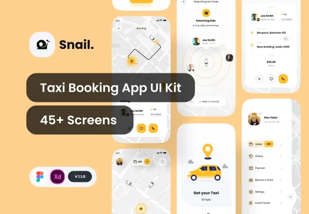 کیت UI اپلیکیشن درخواست تاکسی اسنیل | Snail Taxi