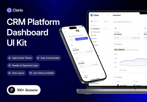 کلاریو - کیت UI داشبورد پلتفرم CRM | Clario