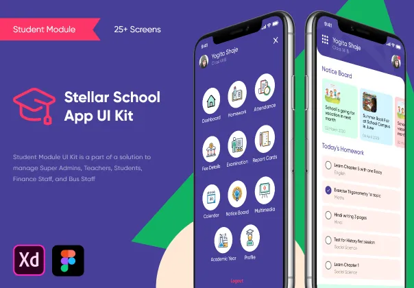 کیت UI اپلیکیشن مدرسه استلار - پنل دانش‌آموز | Stellar School