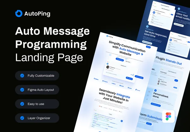 AutoPing - صفحه فرود برنامه‌نویسی پیام خودکار