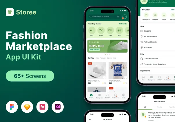 کیت رابط کاربری اپلیکیشن مارکت‌پلیس مد و فشن