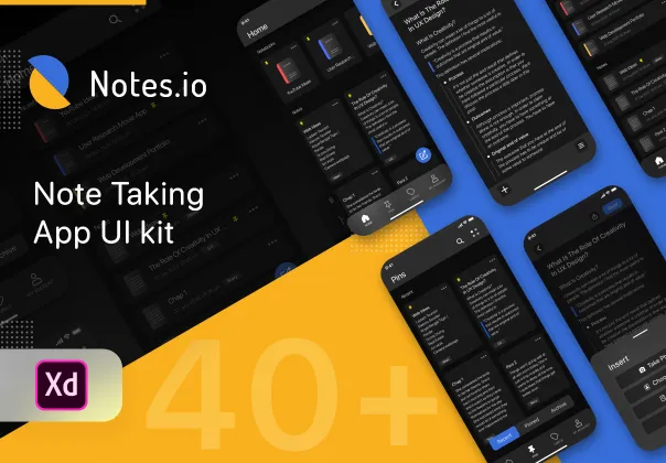 کیت رابط کاربری اپلیکیشن Notes.io برای یادداشت‌برداری