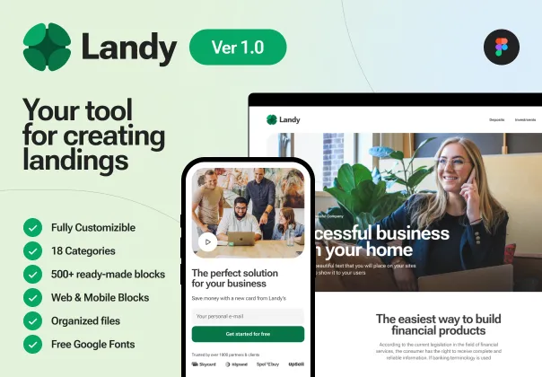 لندی - کیت رابط کاربری سازنده صفحه فرود | Landy