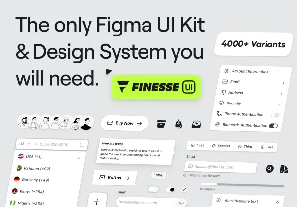 کیت رابط کاربری Finesse UI و سیستم طراحی فیگما - نسخه 1.0 | Finesse
