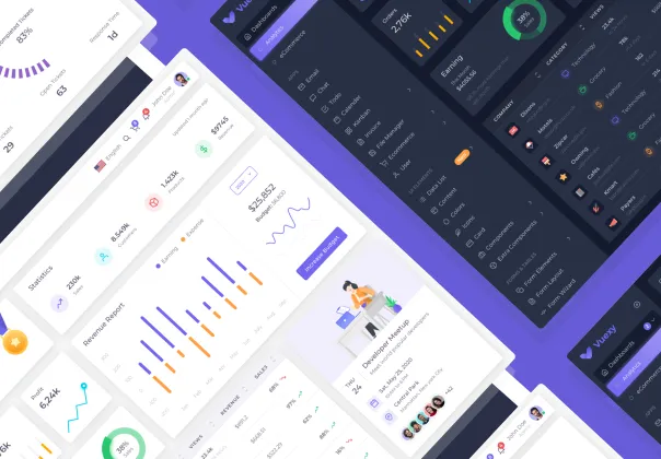 کیت رابط کاربری داشبورد ادمین فیگما ویوکسی با سیستم طراحی اتمیک