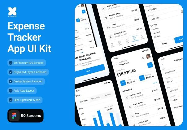 کیت رابط کاربری اپ مدیریت هزینه و ردیاب خرج | Expenzo