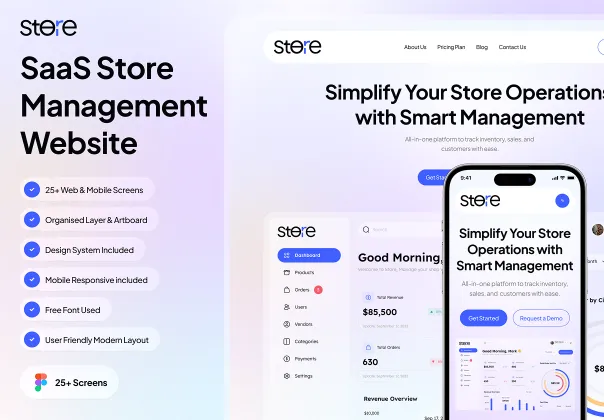 کیت رابط کاربری وبسایت مدیریت فروشگاه SaaS | Store