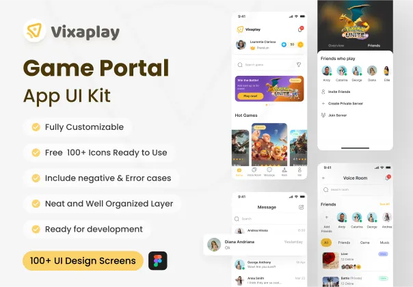 کیت رابط کاربری اپ پورتال بازی | VIXA Play