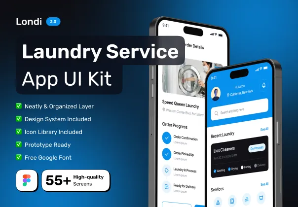 کیت رابط کاربری اپلیکیشن خدمات خشکشویی هوشمند LONDI