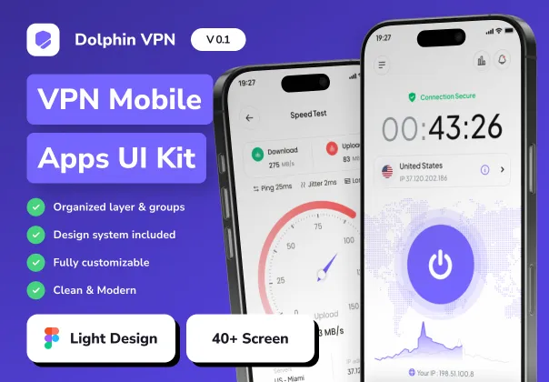 کیت رابط کاربری اپ وی‌پی‌ان دلفین | Dolphin VPN
