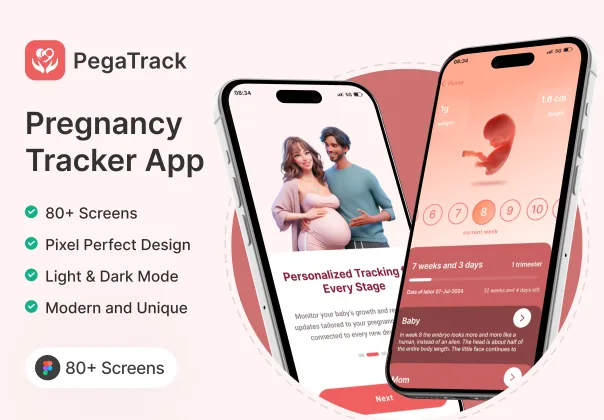 کیت رابط کاربری اپ پیگیری بارداری پگا ترک | PegaTrack