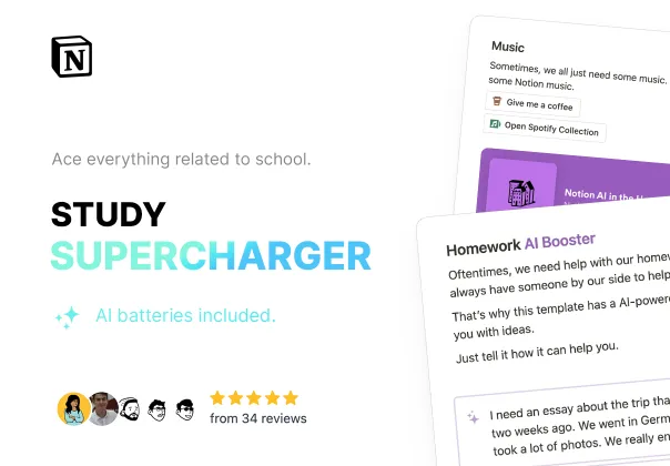 قالب نوشن سوپرشارژر مطالعه | Notion Study Supercharger