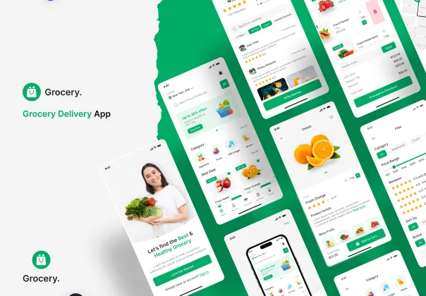کیت رابط کاربری اپلیکیشن تحویل مواد غذایی و سوپرمارکت