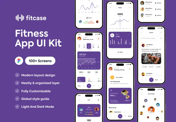 کیت رابط کاربری اپلیکیشن تناسب اندام | Fitcase